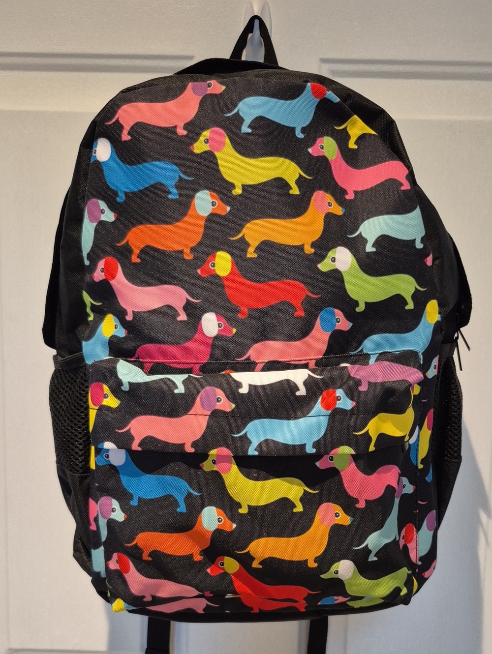 Retro Colorful Dachshund Print Backpack